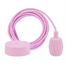 Pale pink textile cable 3 m. w/pale pink Plisse lamp holder cover
