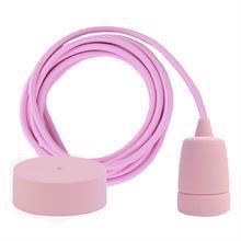 Pale pink textile cable 3 m. w/pale pink Copenhagen lamp holder cover