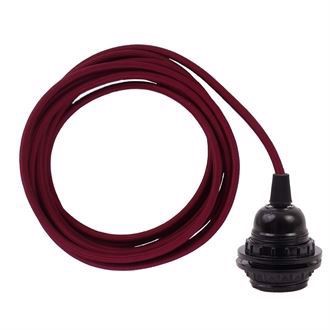 Bordeaux textile cable 3 m. w/bakelite lamp holder w/rings