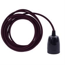 Aubergine textile cable 3 m. w/black porcelain