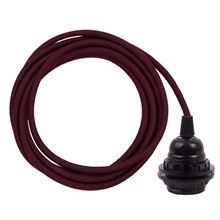 Dusty Bordeaux textile cable 3 m. w/bakelite lamp holder w/rings