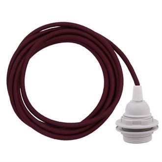 Dusty Bordeaux textile cable 3 m. w/plastic lamp holder w/rings