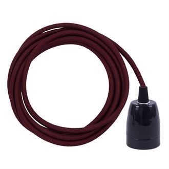 Dusty Bordeaux textile cable 3 m. w/black porcelain