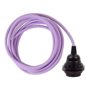 Lilac textile cable 3 m. w/bakelite lamp holder w/rings
