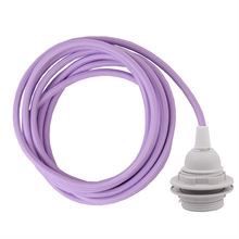 Lilac textile cable 3 m. w/plastic lamp holder w/rings