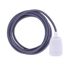 Deep purple textile cable 3 m. w/white porcelain