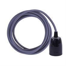 Deep purple textile cable 3 m. w/black porcelain