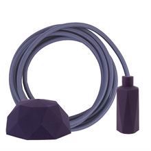 Deep purple textile cable 3 m. w/deep purple Hexa lamp holder cover E14