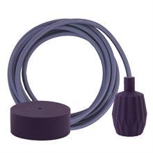 Deep purple textile cable 3 m. w/deep purple Plisse lamp holder cover