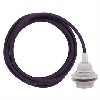 Dusty Deep purple textile cable 3 m. w/plastic lamp holder w/rings