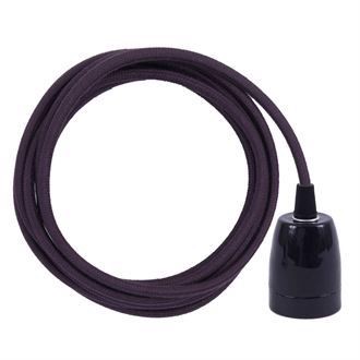 Dusty Deep purple textile cable 3 m. w/black porcelain