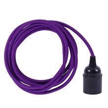 Purple textile cable 3 m. w/bakelite lamp holder