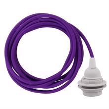 Purple textile cable 3 m. w/plastic lamp holder w/rings