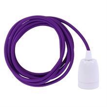 Purple textile cable 3 m. w/white porcelain
