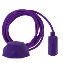 Purple textile cable 3 m. w/purple Hexa lamp holder cover E14