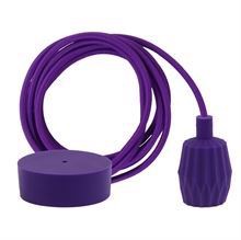 Purple textile cable 3 m. w/purple Plisse lamp holder cover
