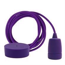 Purple textile cable 3 m. w/purple Copenhagen lamp holder cover