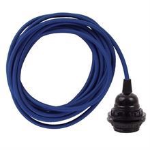 Dark blue textile cable 3 m. w/bakelite lamp holder w/rings