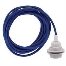 Dark blue textile cable 3 m. w/plastic lamp holder w/rings
