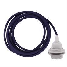 Navy blue textile cable 3 m. w/plastic lamp holder w/rings