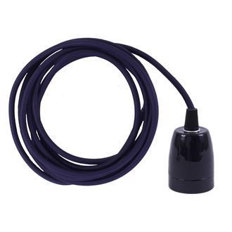 Navy blue textile cable 3 m. w/black porcelain