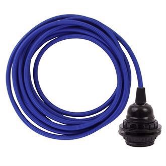 Cobalt blue textile cable 3 m. w/bakelite lamp holder w/rings
