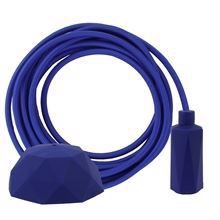Cobalt blue textile cable 3 m. w/dark blue Hexa lamp holder cover E14