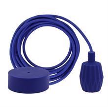 Cobalt blue textile cable 3 m. w/dark blue Plisse lamp holder cover
