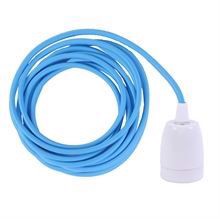 Clear blue textile cable 3 m. w/white porcelain