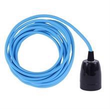 Claer blue textile cable 3 m. w/black porcelain