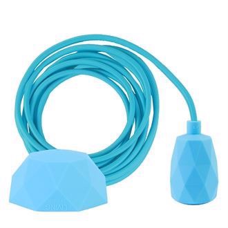 Clear blue textile cable 3 m. w/pale blue Facet lamp holder cover