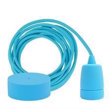Clear blue textile cable 3 m. w/pale blue Copenhagen lamp holder cover