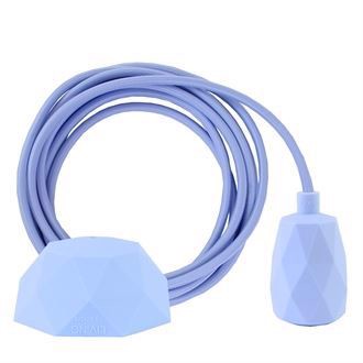 Pale blue textile cable 3 m. w/baby blue Facet lamp holder cover