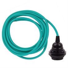 Turquoise textile cable 3 m. w/bakelite lamp holder w/rings