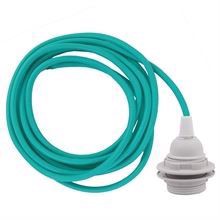 Turquoise textile cable 3 m. w/plastic lamp holder w/rings