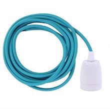 Turquoise textile cable 3 m. w/white porcelain