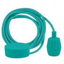 Turquoise textile cable 3 m. w/turquoise Plisse lamp holder cover