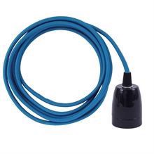 Dark turquoise textile cable 3 m. w/black porcelain