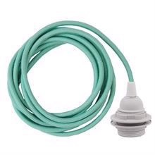 Dusty Pale turquoise textile cable 3 m. w/plastic lamp holder w/rings