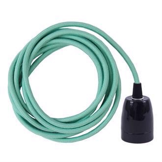 Dusty Pale turquoise textile cable 3 m. w/black porcelain