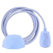 Dusty Baby blue textile cable 3 m. w/baby blue Facet lamp holder cover