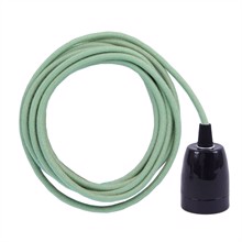 Dusty Apple green textile cable 3 m. w/black porcelain