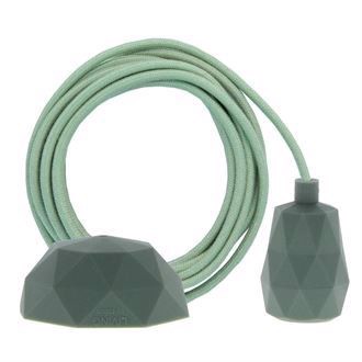 Dusty Apple green textile cable 3 m. w/olive green Facet lamp holder cover