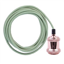 Dusty Apple green textile cable 3 m. w/copper E27