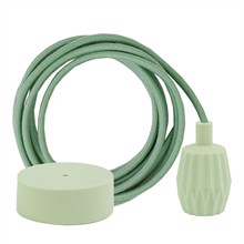 Dusty Apple green textile cable 3 m. w/pale green Plisse lamp holder cover