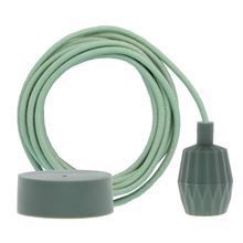 Dusty Apple green textile cable 3 m. w/olive green Plisse lamp holder cover