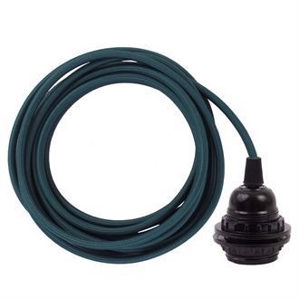 Bottle green textile cable 3 m. w/bakelite lamp holder w/rings