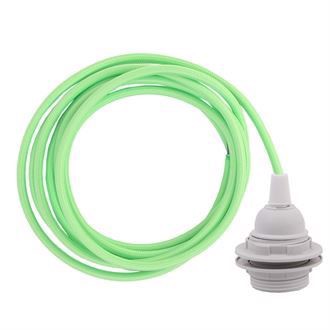 Spring green textile cable 3 m. w/plastic lamp holder w/rings