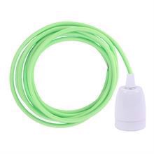 Spring green textile cable 3 m. w/white porcelain