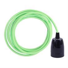 Spring green textile cable 3 m. w/black porcelain